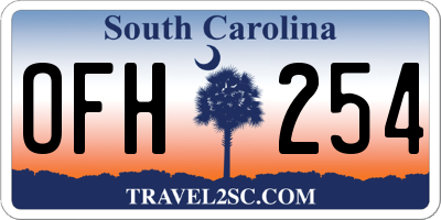 SC license plate OFH254