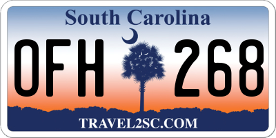 SC license plate OFH268