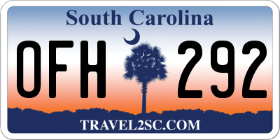 SC license plate OFH292