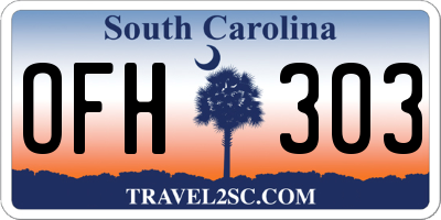 SC license plate OFH303