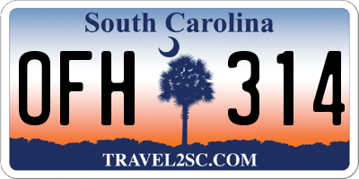SC license plate OFH314
