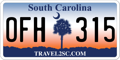 SC license plate OFH315