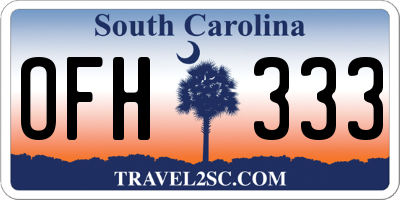 SC license plate OFH333
