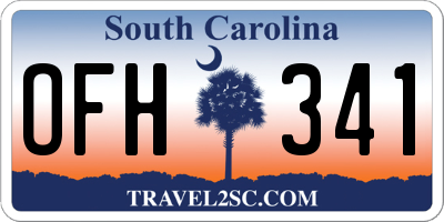 SC license plate OFH341