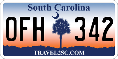 SC license plate OFH342
