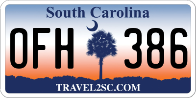 SC license plate OFH386