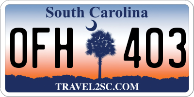 SC license plate OFH403