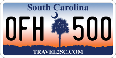 SC license plate OFH500