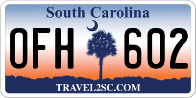 SC license plate OFH602