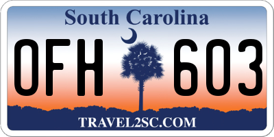 SC license plate OFH603