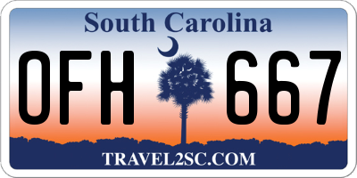 SC license plate OFH667