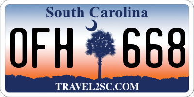SC license plate OFH668
