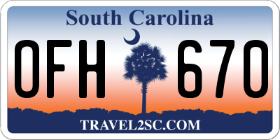 SC license plate OFH670