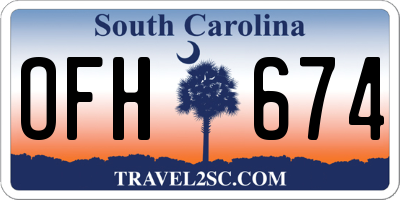 SC license plate OFH674