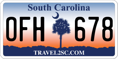 SC license plate OFH678