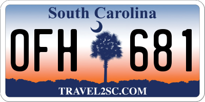 SC license plate OFH681