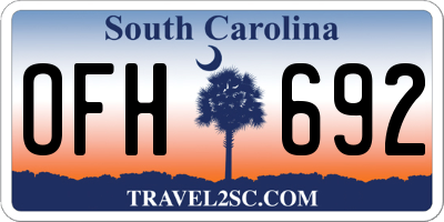 SC license plate OFH692