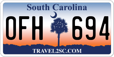 SC license plate OFH694