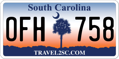 SC license plate OFH758