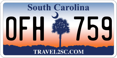 SC license plate OFH759