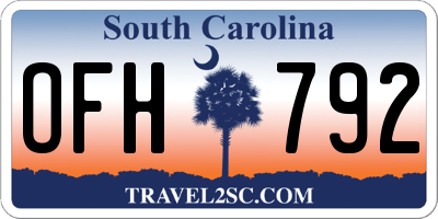 SC license plate OFH792