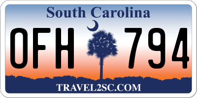 SC license plate OFH794
