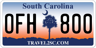 SC license plate OFH800