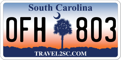 SC license plate OFH803