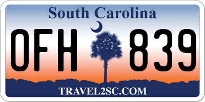 SC license plate OFH839