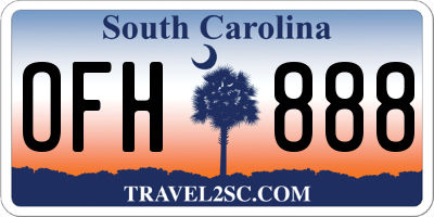 SC license plate OFH888