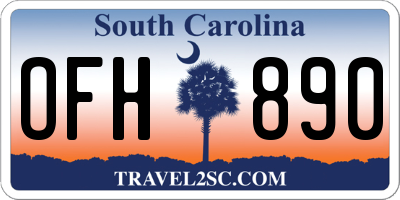 SC license plate OFH890