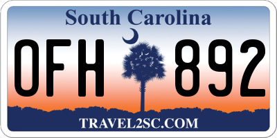 SC license plate OFH892