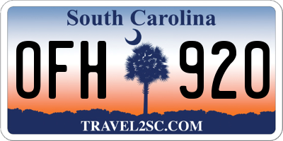 SC license plate OFH920