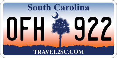 SC license plate OFH922