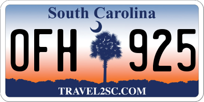 SC license plate OFH925