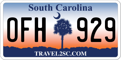 SC license plate OFH929