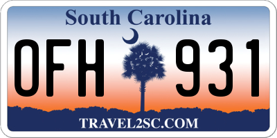 SC license plate OFH931