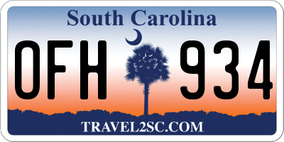 SC license plate OFH934