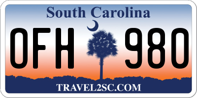SC license plate OFH980