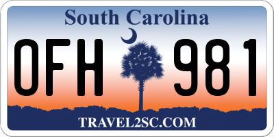 SC license plate OFH981
