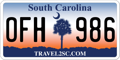SC license plate OFH986