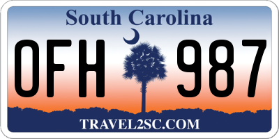 SC license plate OFH987