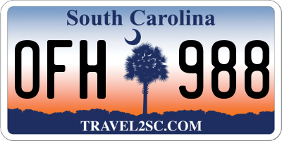SC license plate OFH988