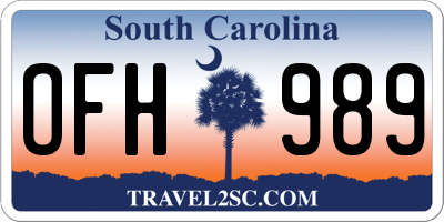 SC license plate OFH989