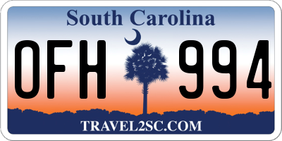 SC license plate OFH994