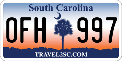 SC license plate OFH997