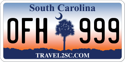 SC license plate OFH999