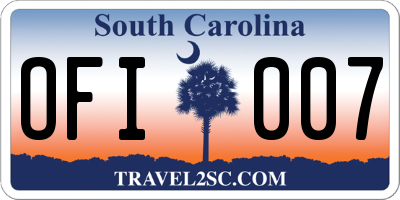 SC license plate OFI007