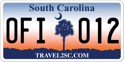 SC license plate OFI012