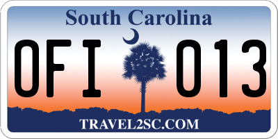 SC license plate OFI013